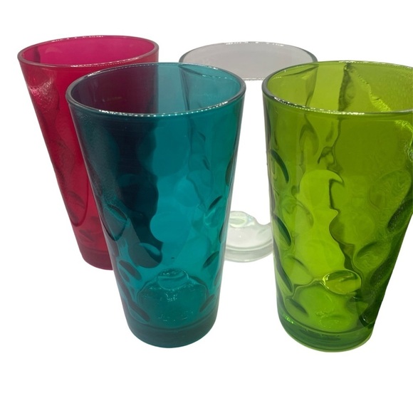 Pasabahce Other - *MCM Set of 4 Pasabahce 14oz. Glass Tumblers in 4 vintage Beautiful Colors